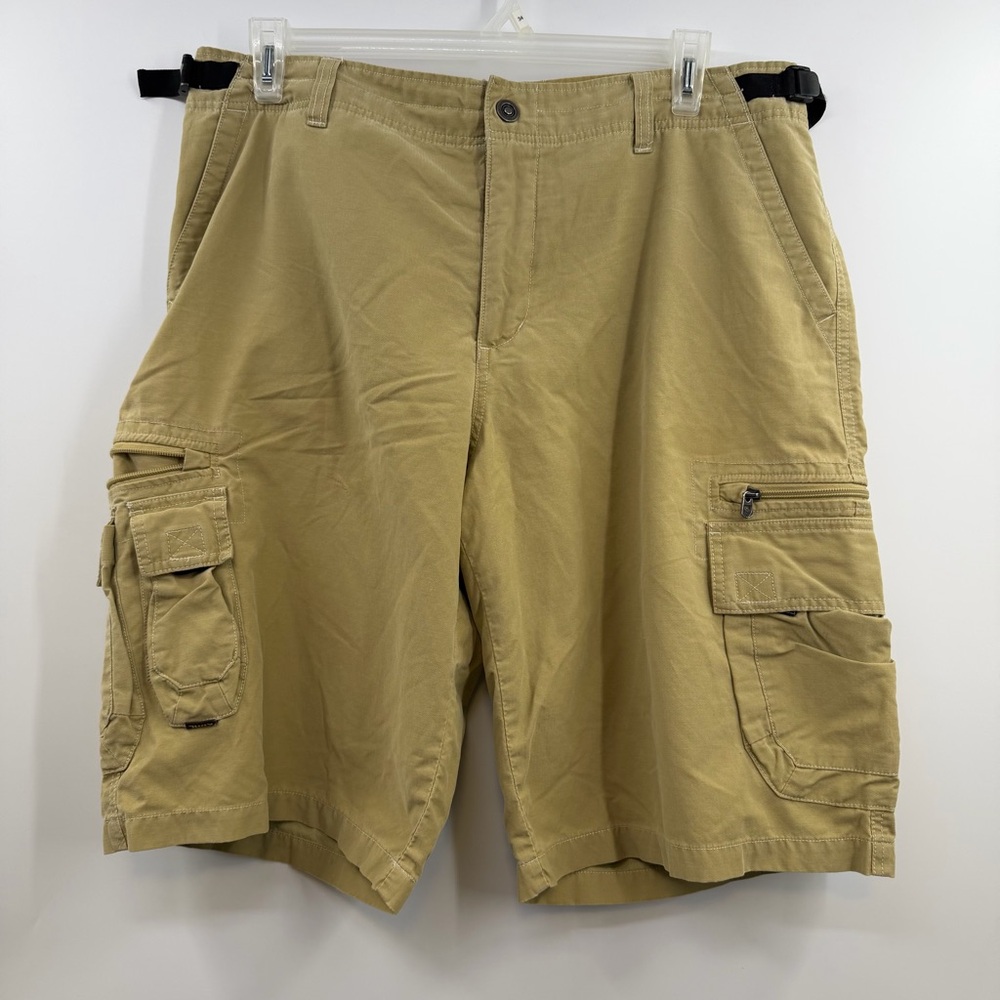 Kuhl Cargo Shorts Mens XL Tan Khaki 12" Inseam Hiking Outdoor Utility Pockets